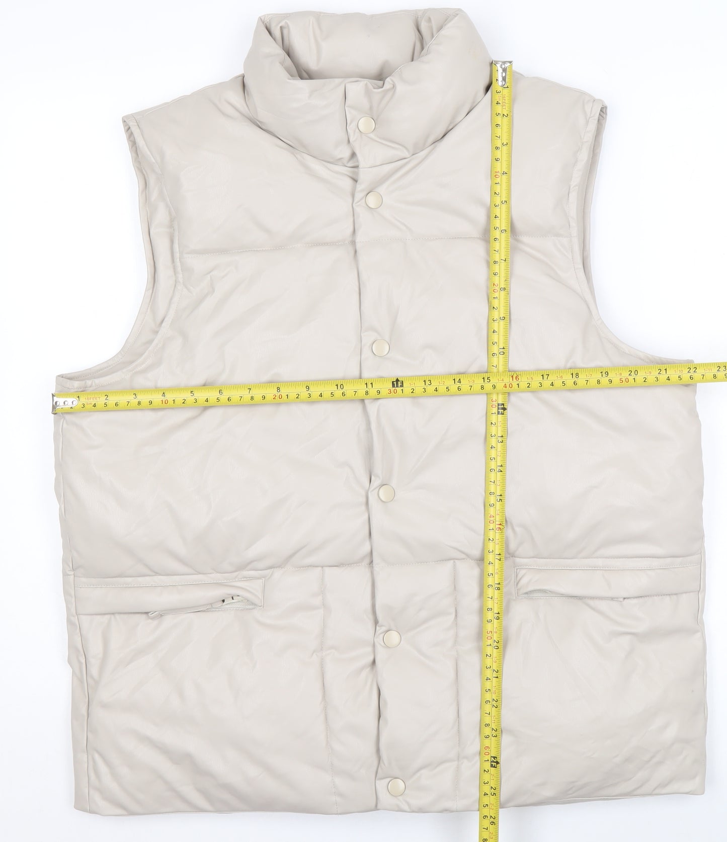 Topfeeling Women's Beige Puffer Waistcoat Size 14 Lined Polyester
