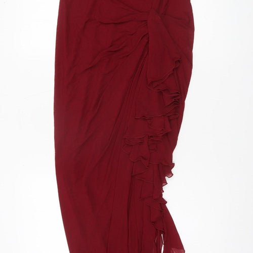 SILQUEE Women’s Red Strapless Asymmetric Long Party Dress Size L