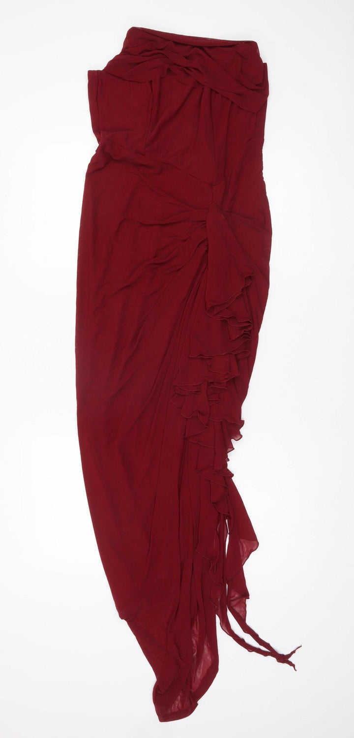 SILQUEE Women’s Red Strapless Asymmetric Long Party Dress Size L