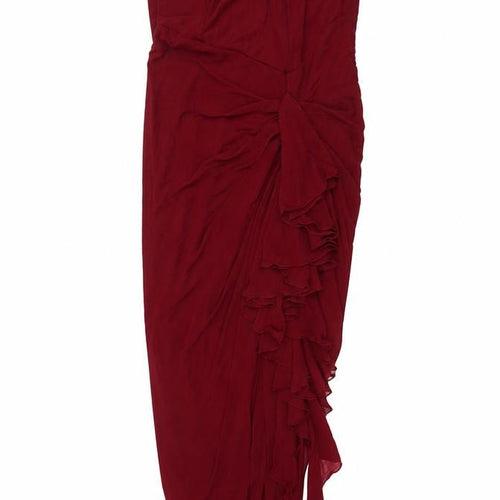 SILQUEE Women’s Red Strapless Asymmetric Long Party Dress Size L
