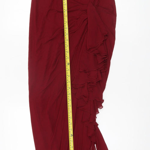 SILQUEE Women’s Red Strapless Asymmetric Long Party Dress Size L
