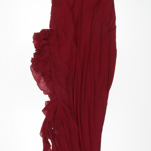 SILQUEE Women’s Red Strapless Asymmetric Long Party Dress Size L