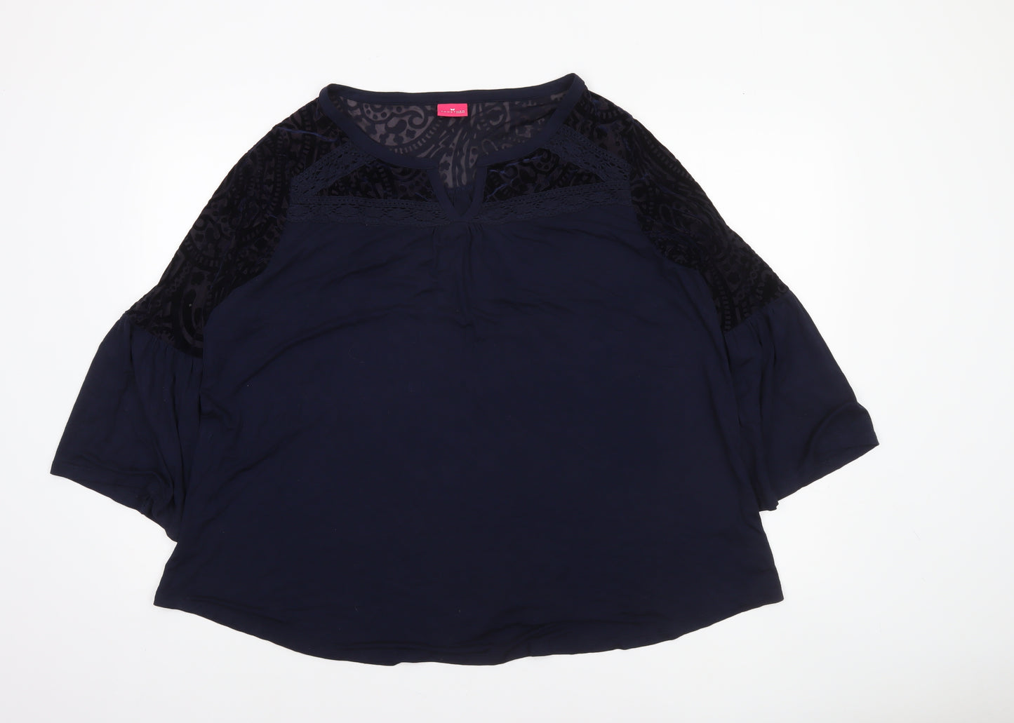 Together Women's Blue 3XL Tunic Blouse with Lace Detail