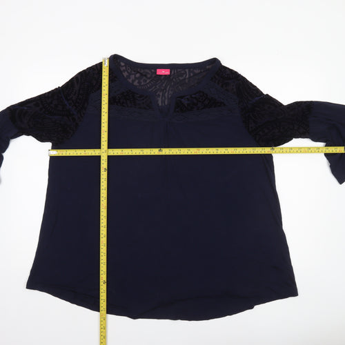 Together Women's Blue 3XL Tunic Blouse with Lace Detail