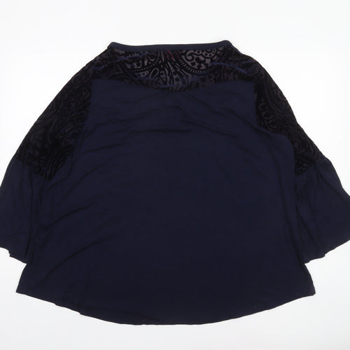 Together Women's Blue 3XL Tunic Blouse with Lace Detail