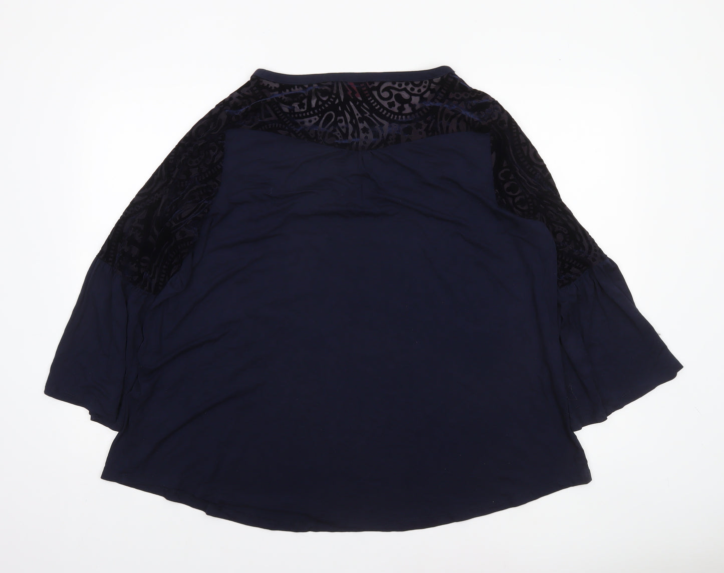 Together Women's Blue 3XL Tunic Blouse with Lace Detail