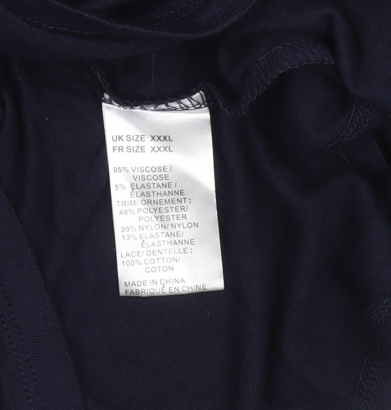 Together Women's Blue 3XL Tunic Blouse with Lace Detail