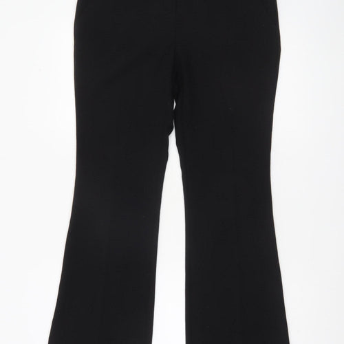 Next Women Black Flared Dress Pants Size 10 Regular Stretch