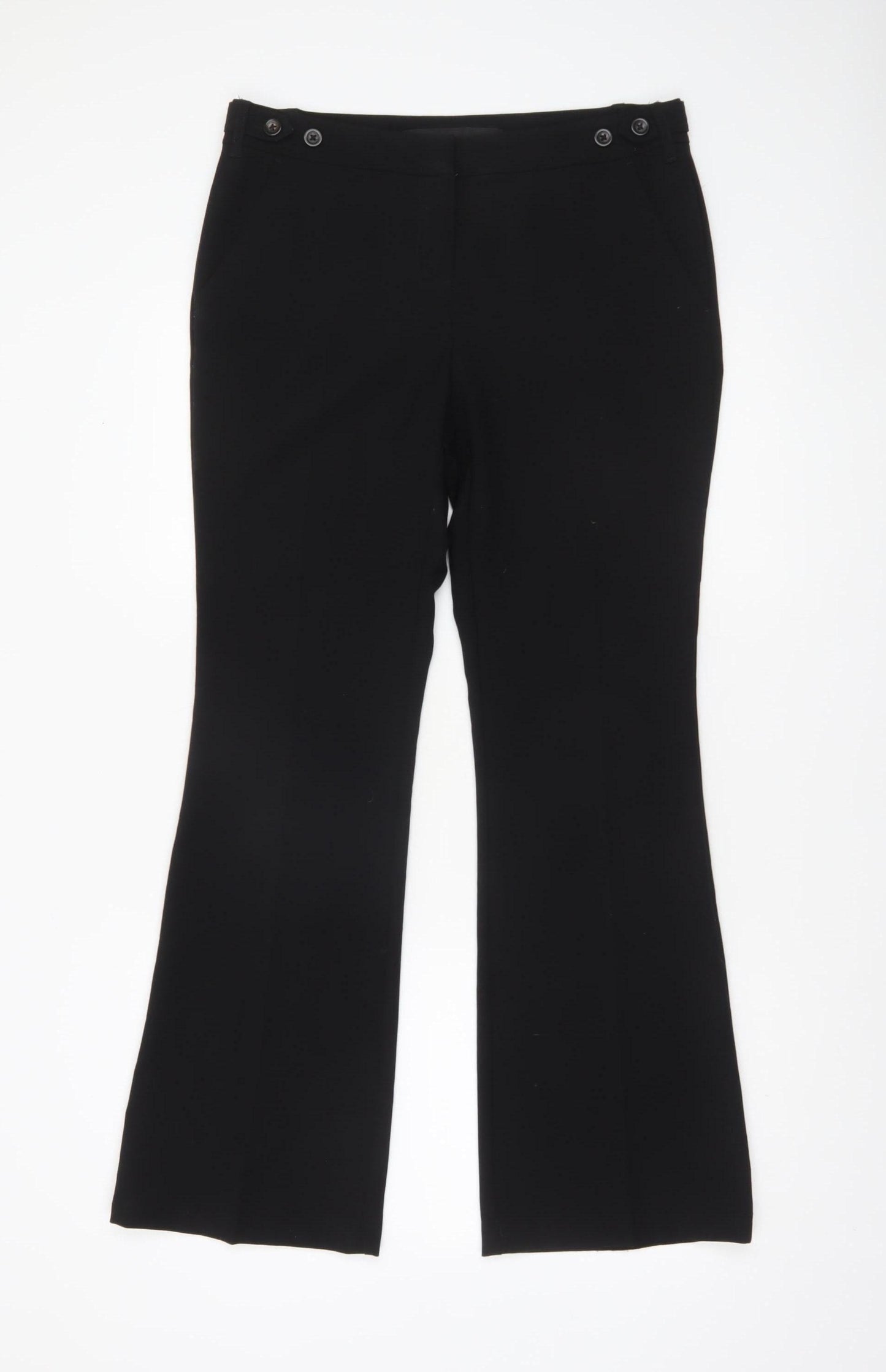Next Women Black Flared Dress Pants Size 10 Regular Stretch