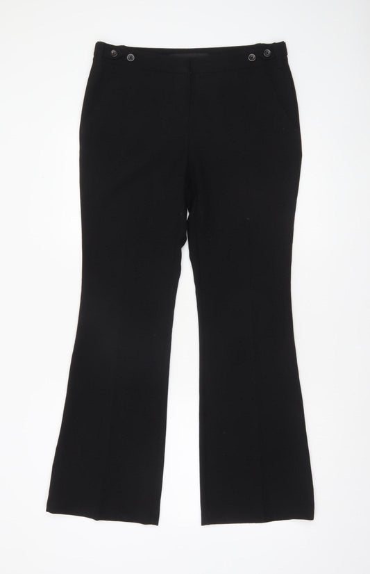 Next Women Black Flared Dress Pants Size 10 Regular Stretch
