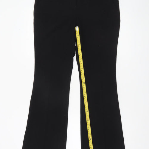 Next Women Black Flared Dress Pants Size 10 Regular Stretch