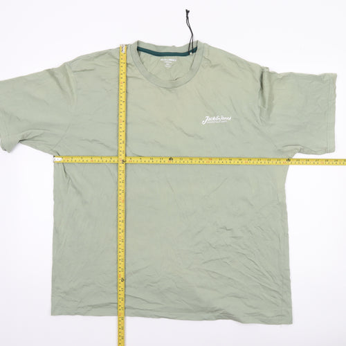 Jack & Jones Men's Green 2XL Crew Neck Cotton T-Shirt