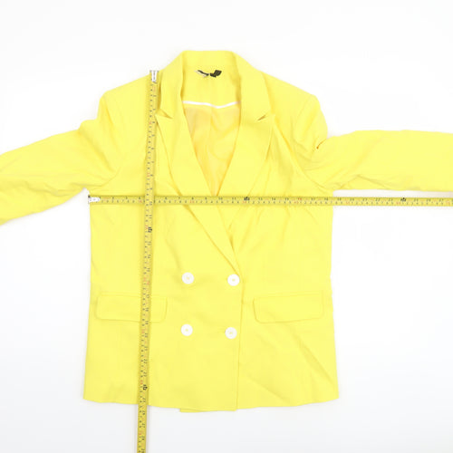 Topshop Womens Yellow Double-Breasted Blazer Size 12 Tailored Jacket