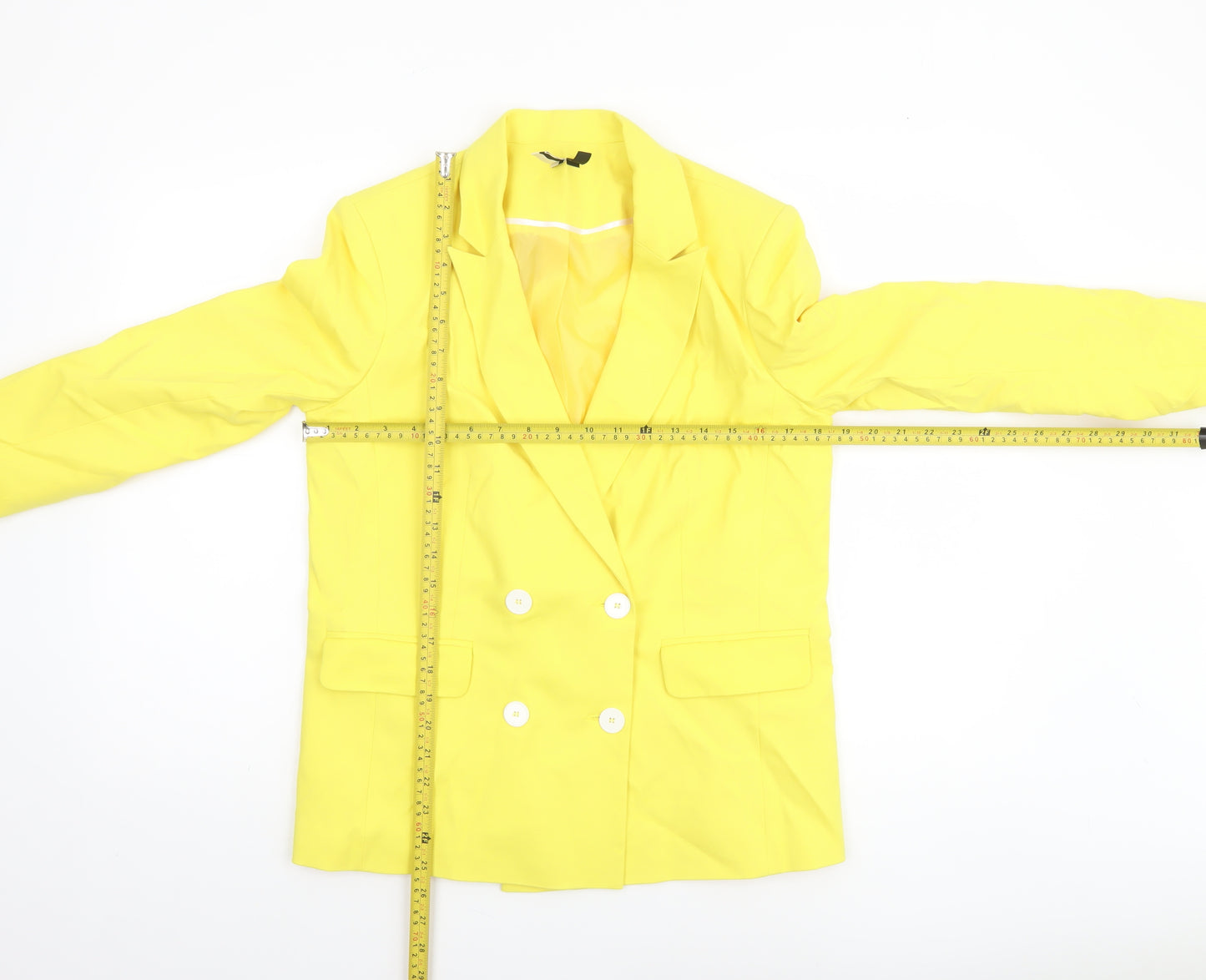 Topshop Womens Yellow Double-Breasted Blazer Size 12 Tailored Jacket