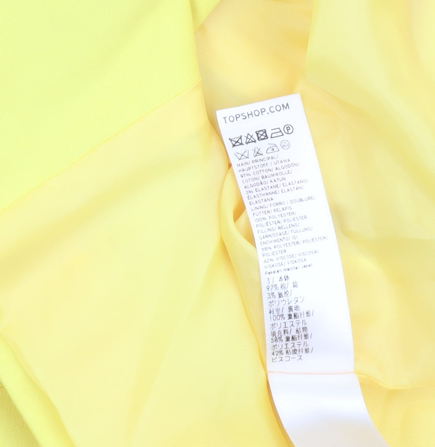 Topshop Womens Yellow Double-Breasted Blazer Size 12 Tailored Jacket