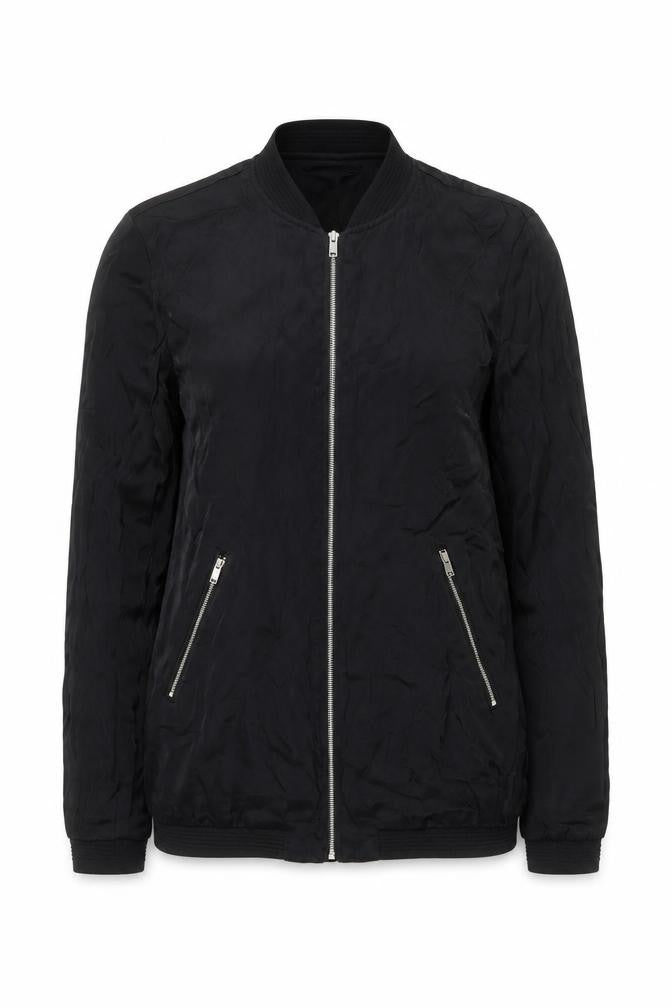 Front view of TRF Outerwear women’s black, size UK 12, bomber jacket