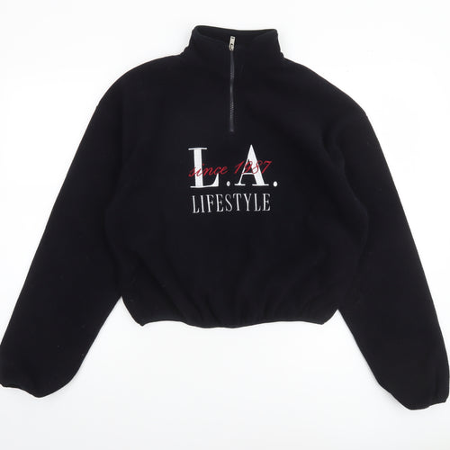 Bershka Women’s Black 1/4 Zip Fleece Sweatshirt Size S LA Lifestyle