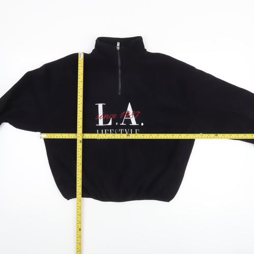 Bershka Women’s Black 1/4 Zip Fleece Sweatshirt Size S LA Lifestyle