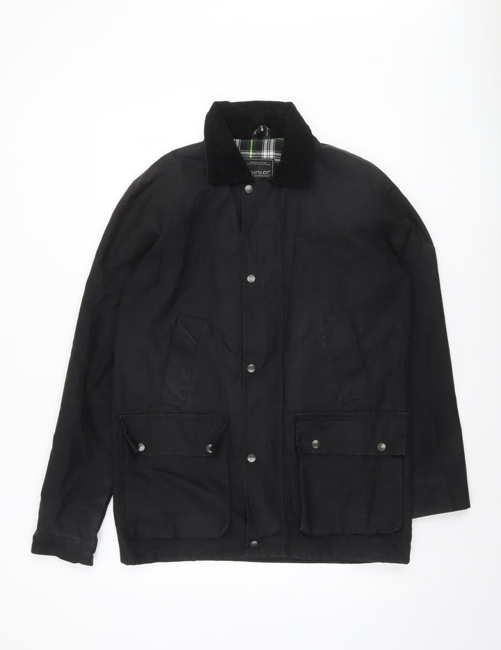 Regatta Men’s Black Waxed Cotton Outdoor Jacket Size S Waterproof Lined