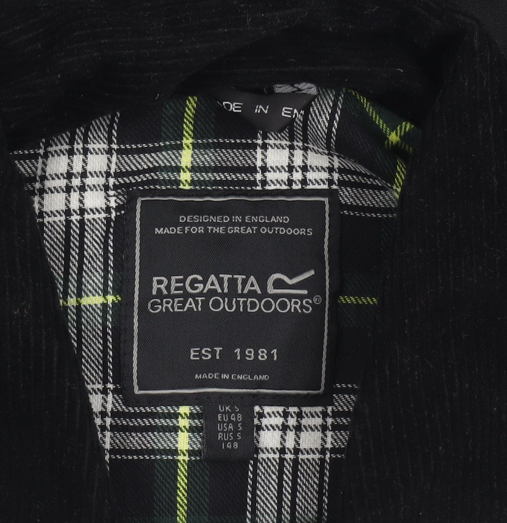Regatta Men’s Black Waxed Cotton Outdoor Jacket Size S Waterproof Lined