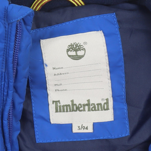 Timberland Boys Blue Puffer Gilet Waistcoat 3 Years Polyester Zip Padded