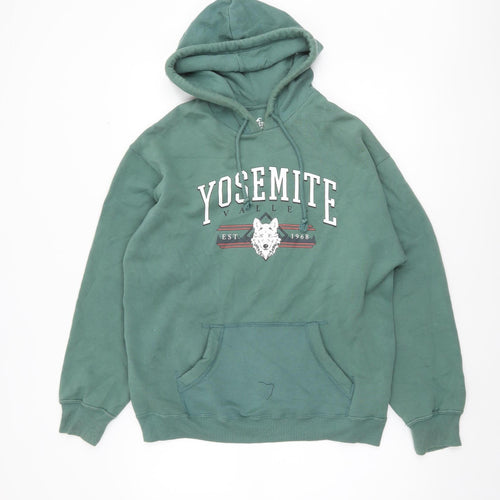 Hollister Men’s Green Pullover Hoodie XS Yosemite Valley Fleece