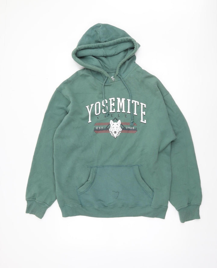 Hollister Men’s Green Pullover Hoodie XS Yosemite Valley Fleece