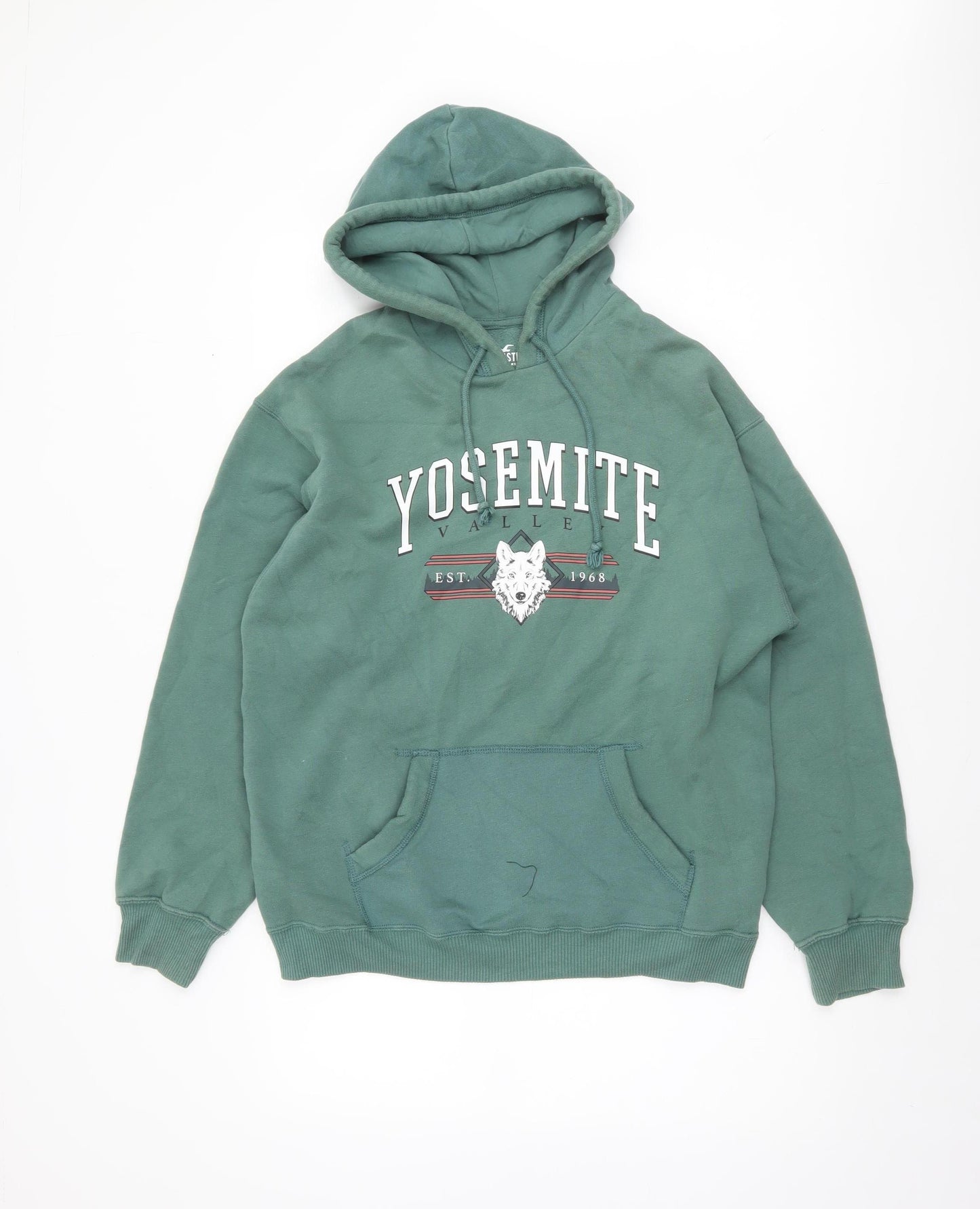 Hollister Men’s Green Pullover Hoodie XS Yosemite Valley Fleece