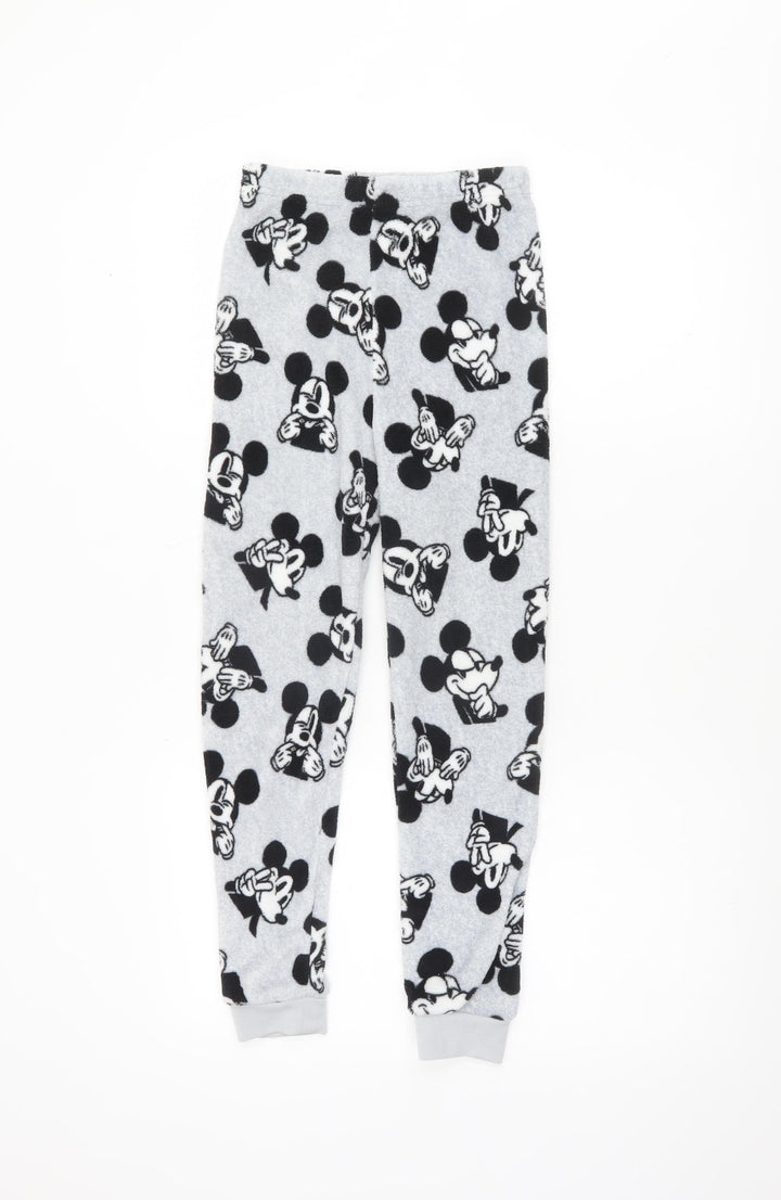Primark Girls Grey Disney Mickey Mouse Fleece Pyjama Pants 9-10 Years