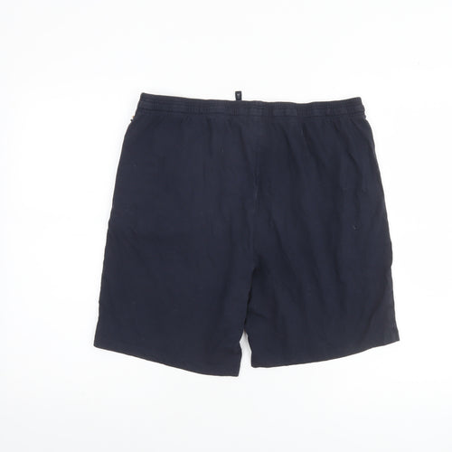 BOSS Men's Navy Blue Cotton Blend Sweat Shorts L Drawstring Waist