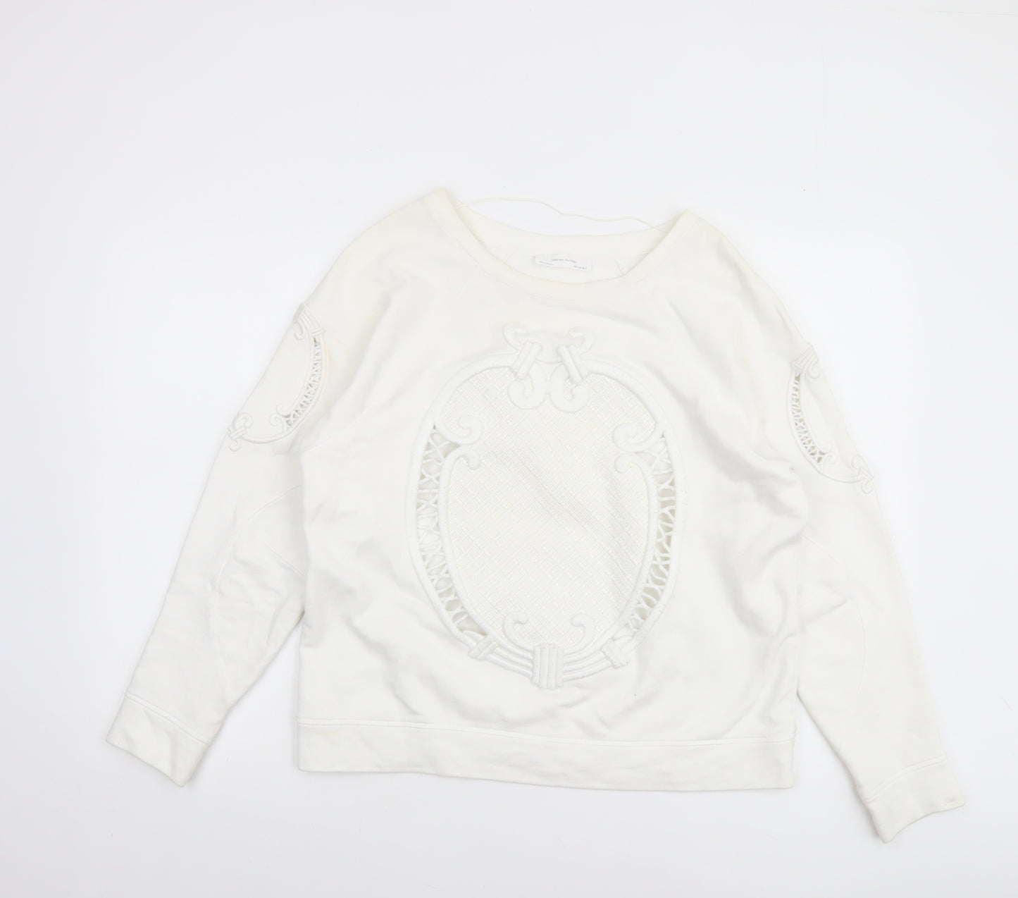 Zara W&B Collection Women Ivory Long Sleeve Pullover Sweatshirt Size M
