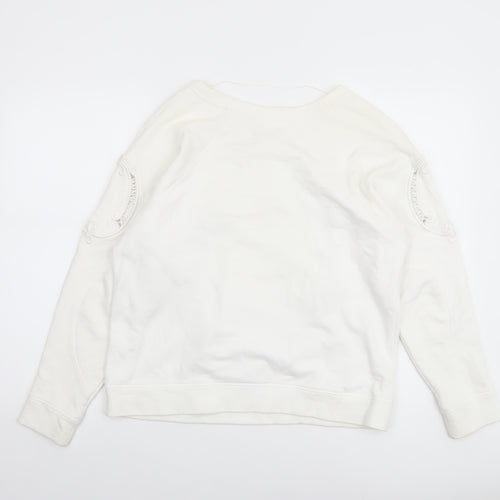 Zara W&B Collection Women Ivory Long Sleeve Pullover Sweatshirt Size M