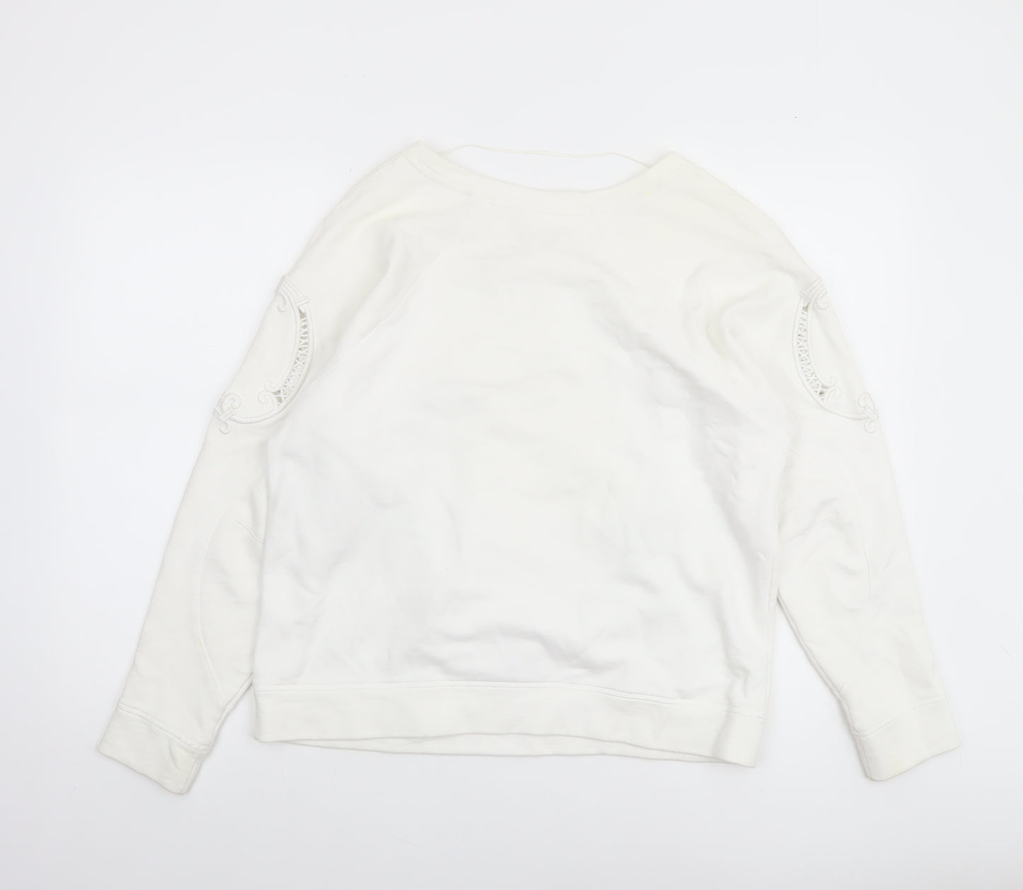 Zara W&B Collection Women Ivory Long Sleeve Pullover Sweatshirt Size M