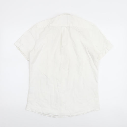 LAD Men's White Slim Fit Short Sleeve Button-Up Shirt M