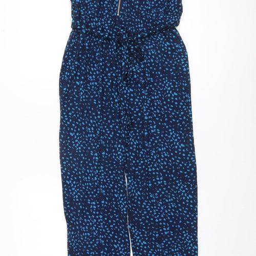 Tu Woman Blue Animal Print Sleeveless Jumpsuit Size 12 Viscose Blend
