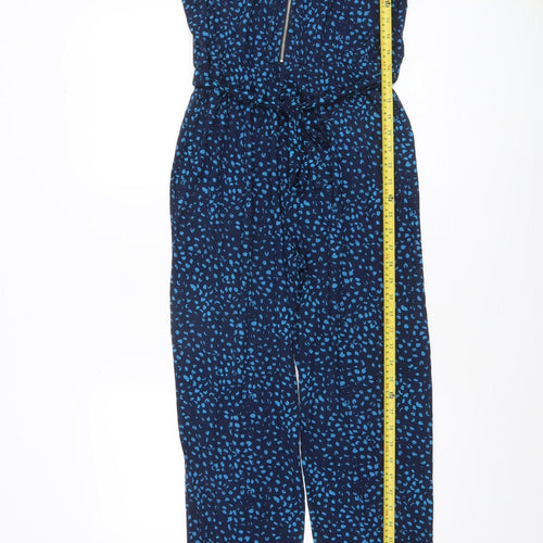 Tu Woman Blue Animal Print Sleeveless Jumpsuit Size 12 Viscose Blend