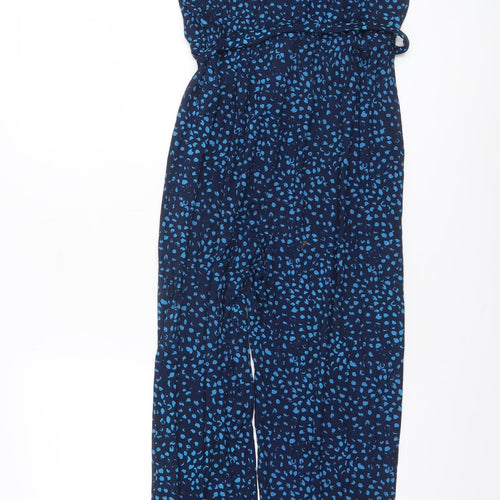 Tu Woman Blue Animal Print Sleeveless Jumpsuit Size 12 Viscose Blend