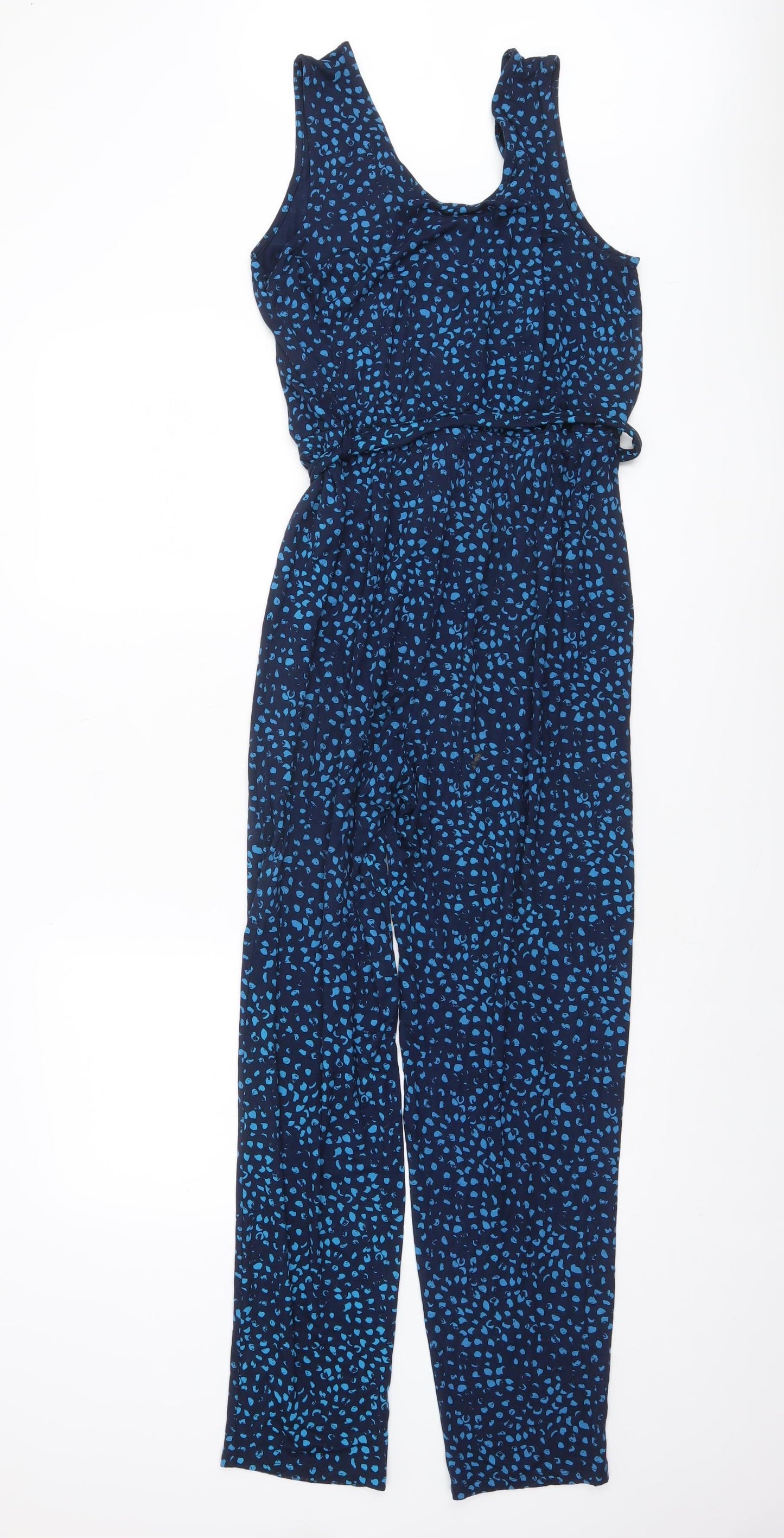 Tu Woman Blue Animal Print Sleeveless Jumpsuit Size 12 Viscose Blend