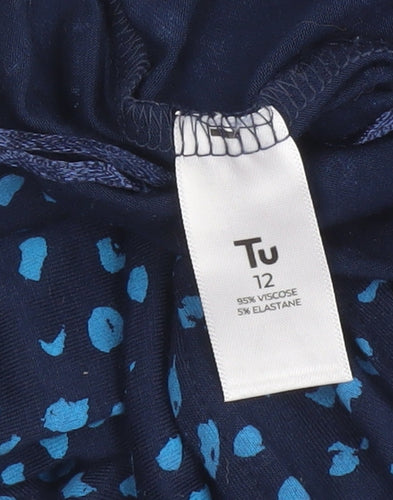 Tu Woman Blue Animal Print Sleeveless Jumpsuit Size 12 Viscose Blend