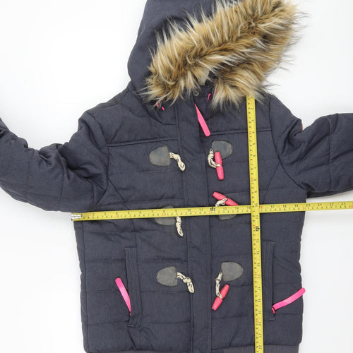 Superdry Women Grey Faux Fur Hooded Puffer Jacket L