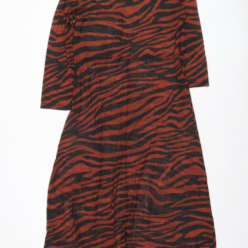 Next Women’s Brown Animal Print Mesh Midi A-Line Dress Size 18