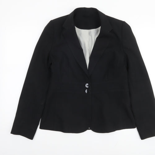 New Look Women Black Blazer Jacket UK 14 Regular Fit Tailored Workwear