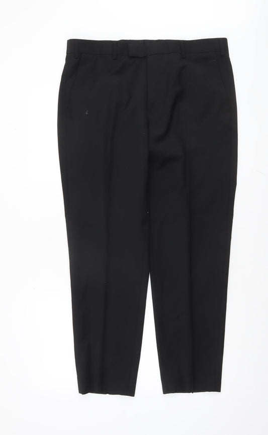 Marks and Spencer Autograph Black Tailored Wool Blend Men's Dress Trousers 36S
