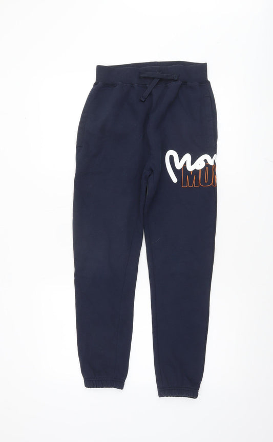 Money Boys Blue Jogger Trousers 13 Years Elastic Waist Fleece Lined