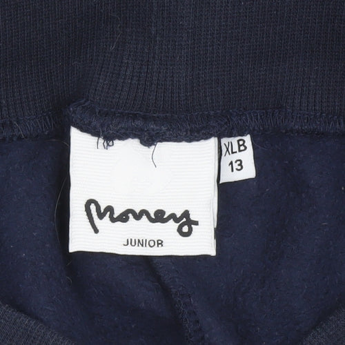 Money Boys Blue Jogger Trousers 13 Years Elastic Waist Fleece Lined