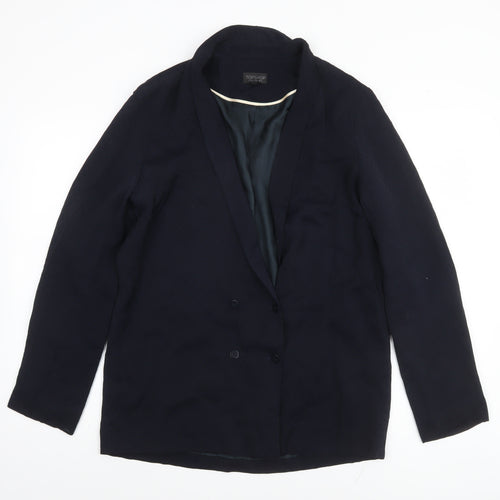 Topshop Womens Blue Double-Breasted Shawl Blazer Size 12