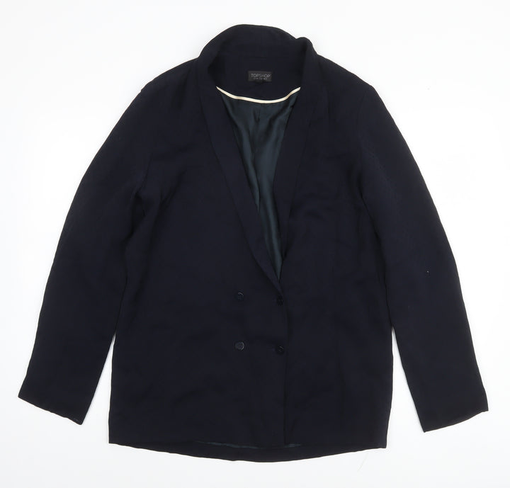 Topshop Womens Blue Double-Breasted Shawl Blazer Size 12