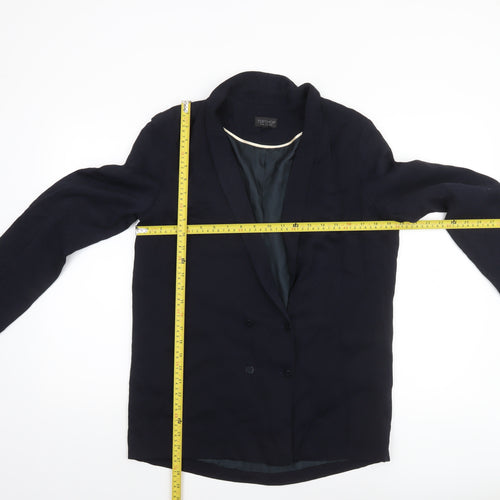 Topshop Womens Blue Double-Breasted Shawl Blazer Size 12