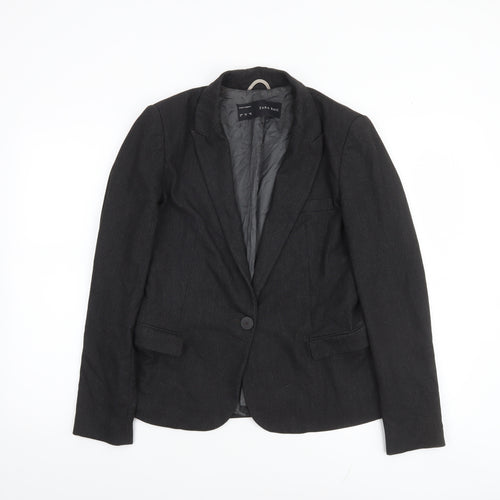 Zara Basic Women Black Size 12 Single-Breasted Blazer