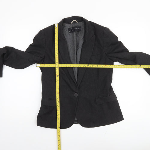Zara Basic Women Black Size 12 Single-Breasted Blazer